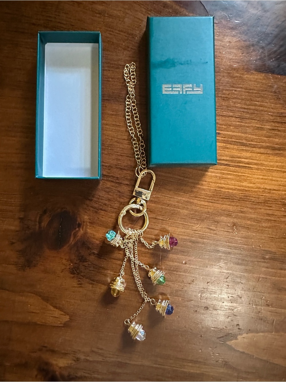 Effy Gold Key & Card Holder Charm with Multicolor Bead Drops